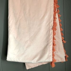 Peach velvet tassel curtains